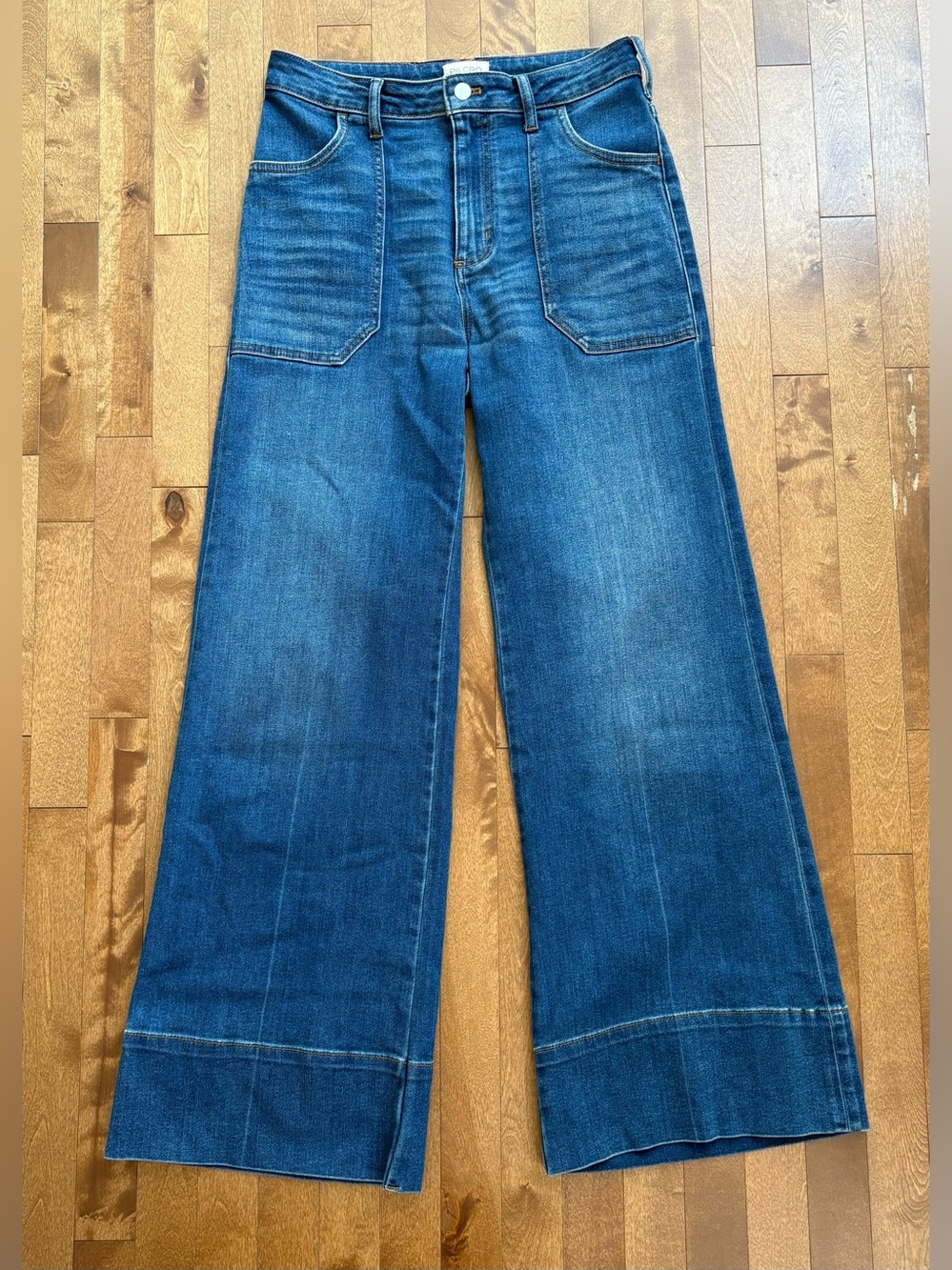 Pilcro (Anthropologie) High-Waisted Wide-Leg / Flare Jeans – Medium Wash